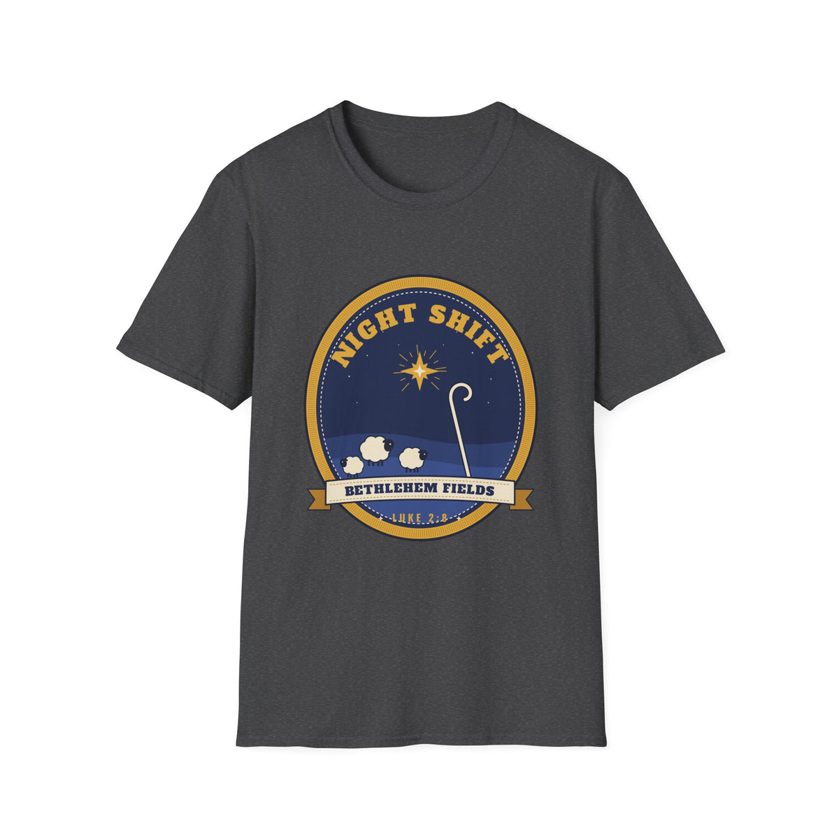 Night Shift Shepherds T-Shirt — "Bethlehem Fields" Christmas Nativity Tee