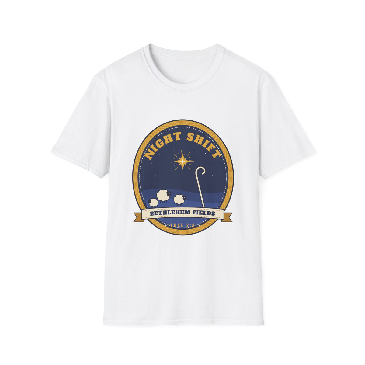 Night Shift Shepherds T-Shirt — "Bethlehem Fields" Christmas Nativity Tee