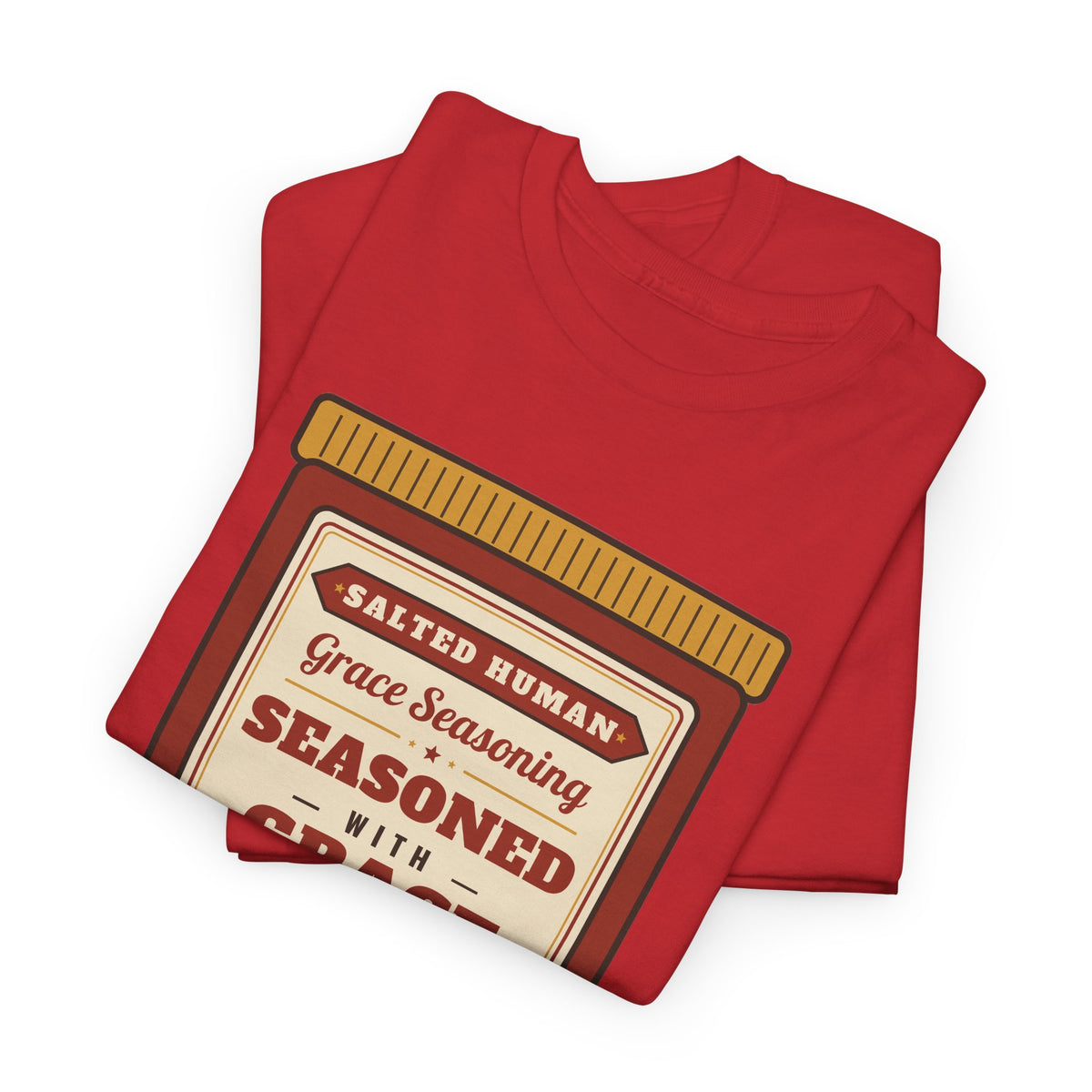 Seasoned in Grace T-Shirt — 'Salted Human' Vintage Spice Jar Faith Tee