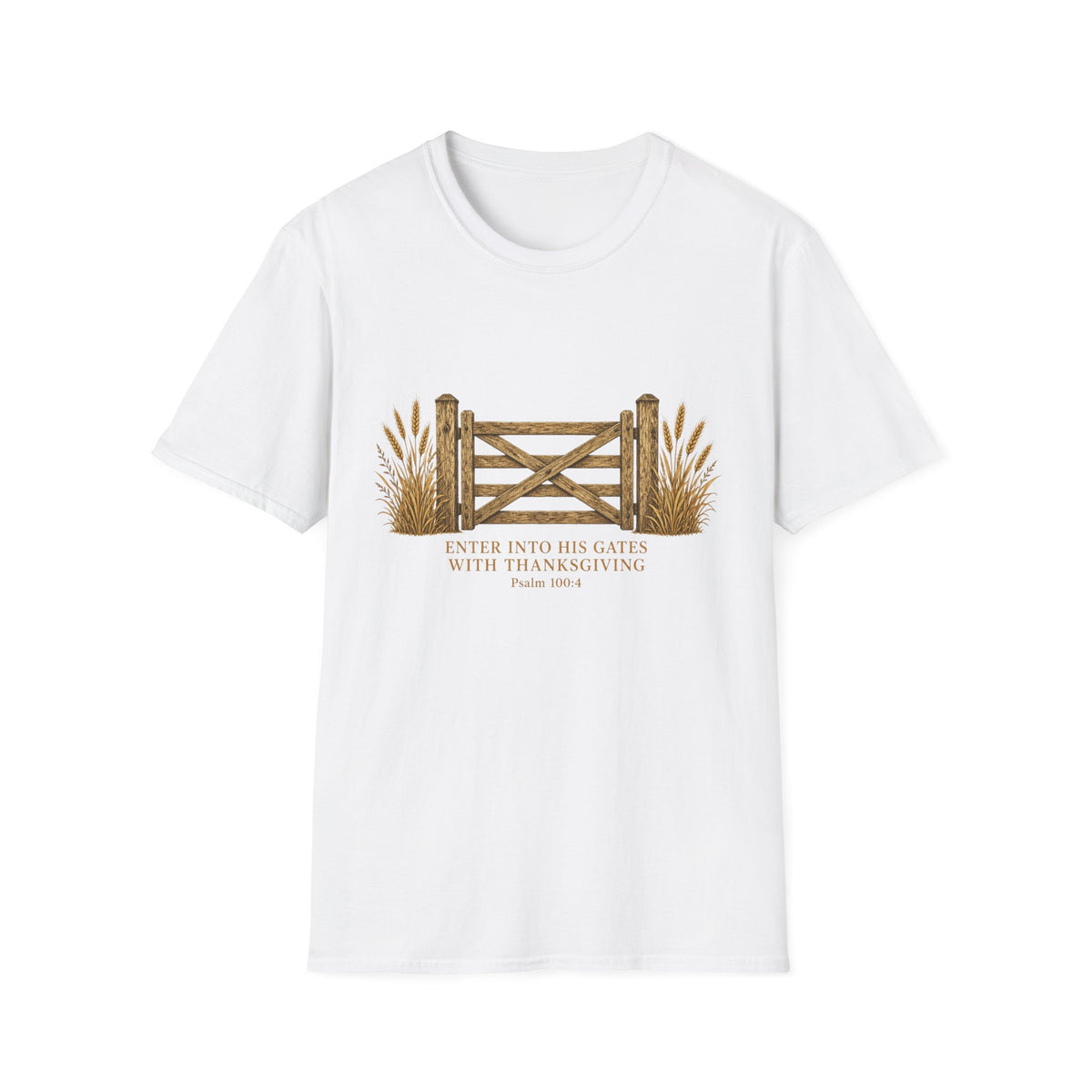 Rustic Gate Tee — "Enter into His Gates with Thanksgiving" Christian Fall T-Shirt
