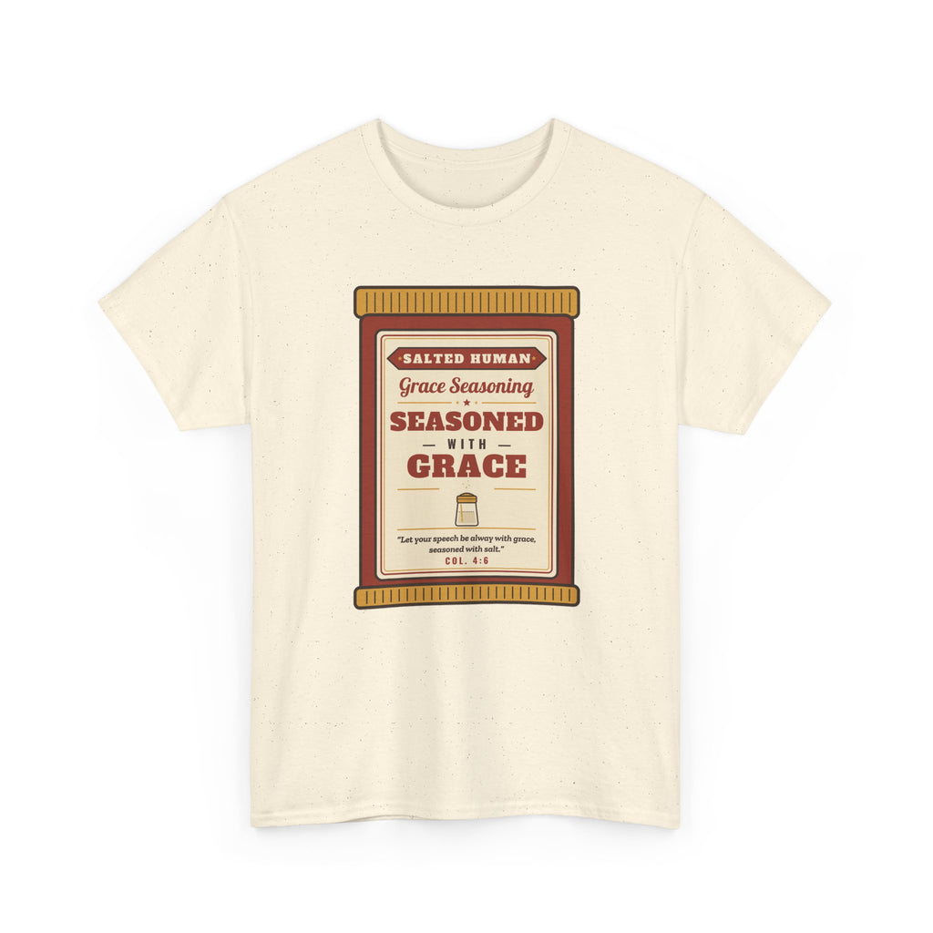 Seasoned in Grace T-Shirt — 'Salted Human' Vintage Spice Jar Faith Tee