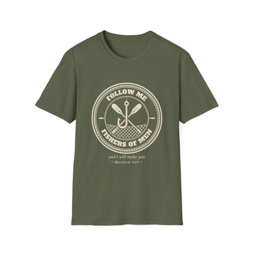 T-Shirt — "Follow Me, Fishers of Men" Minimalist Oar Emblem