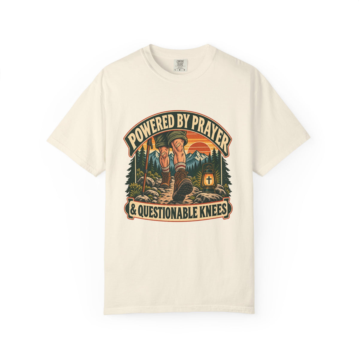 Prayer & Questionable Knees T-Shirt — Outdoorsy Christian Graphic Tee