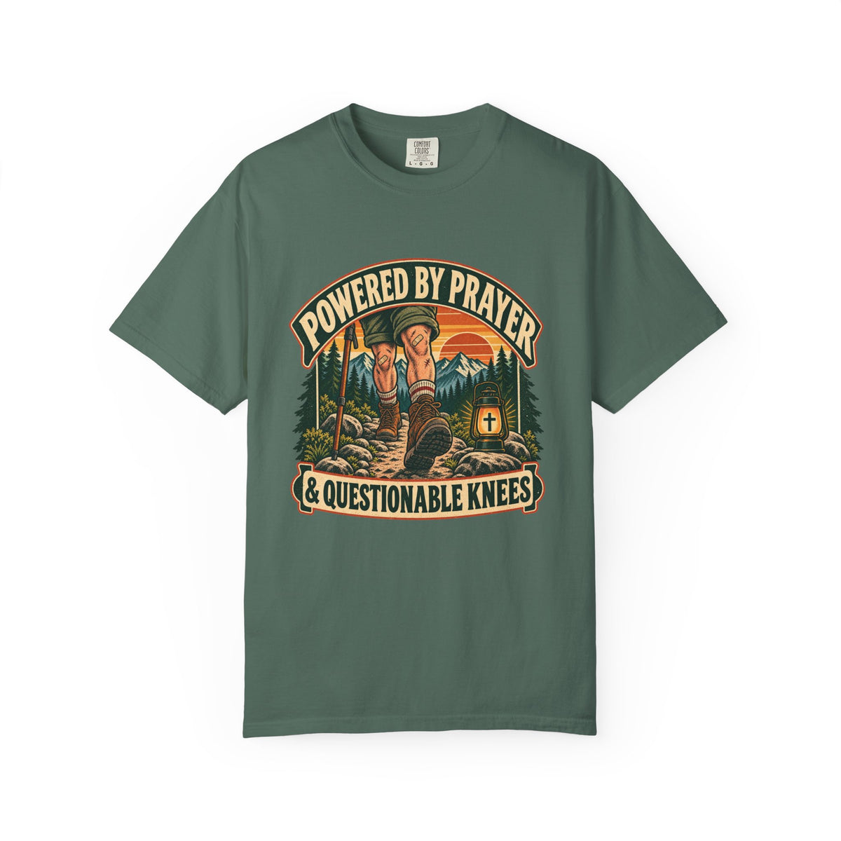 Prayer & Questionable Knees T-Shirt — Outdoorsy Christian Graphic Tee