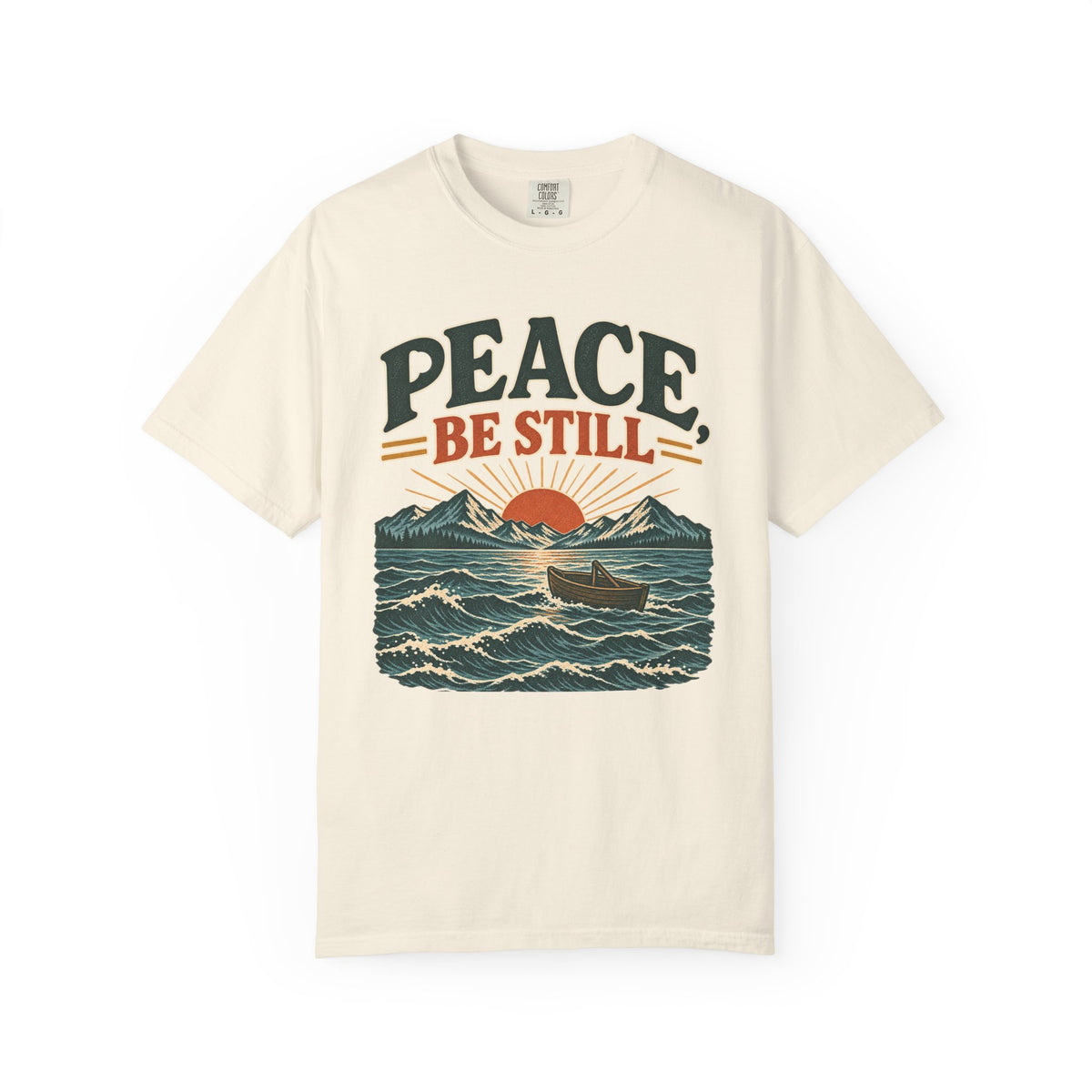 Peace Be Still T-Shirt — Vintage Boat Sunset Graphic Tee