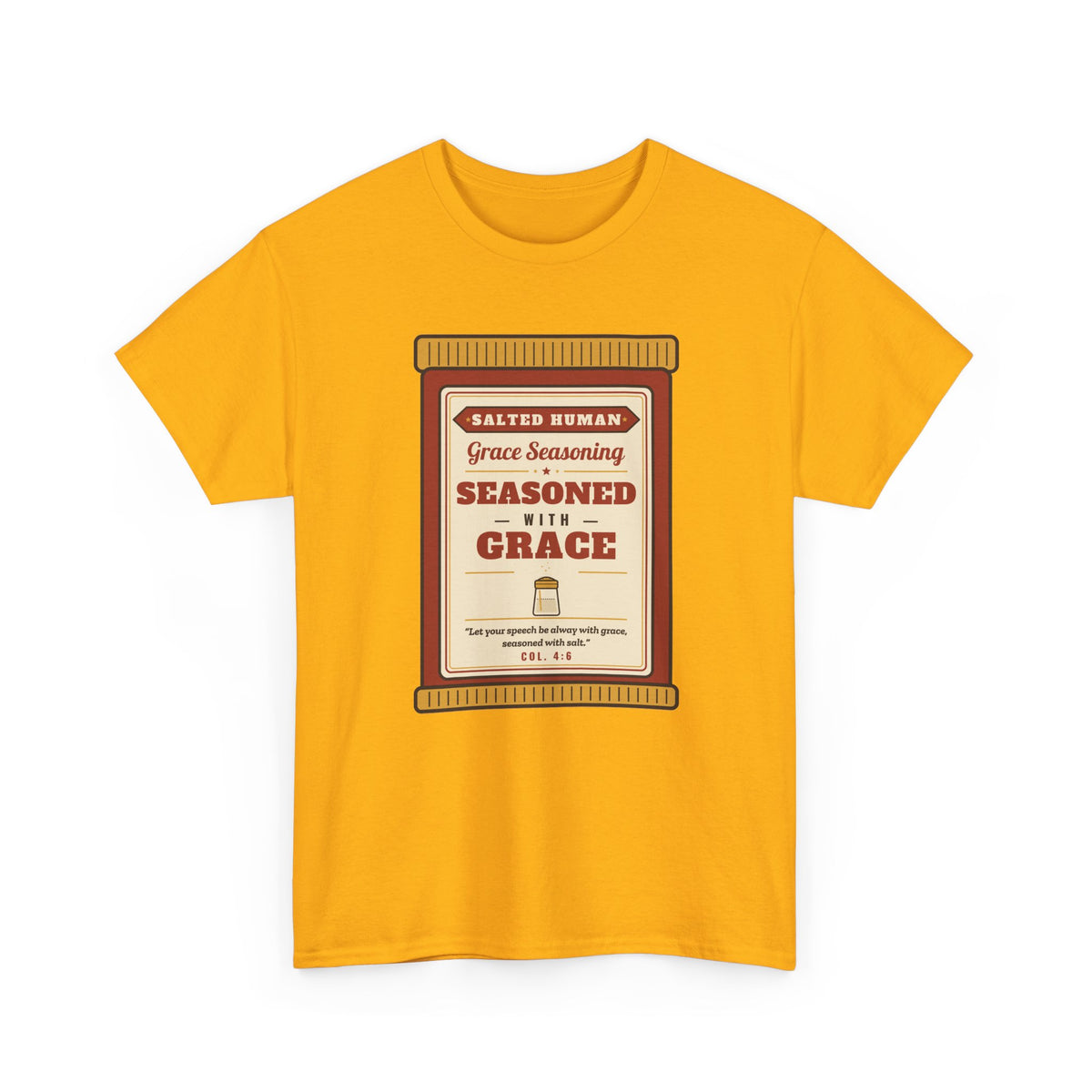 Seasoned in Grace T-Shirt — 'Salted Human' Vintage Spice Jar Faith Tee