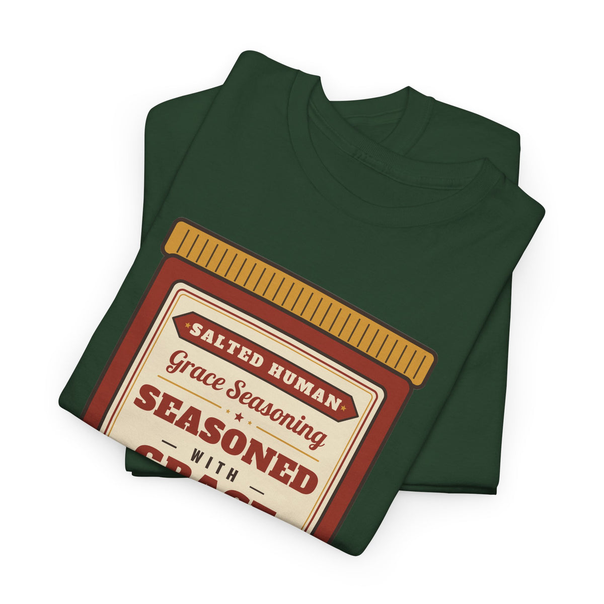 Seasoned in Grace T-Shirt — 'Salted Human' Vintage Spice Jar Faith Tee