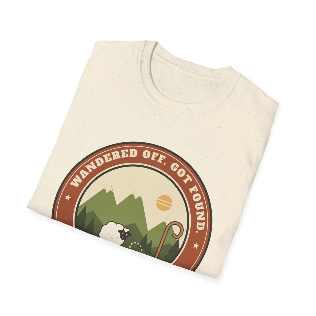 Sheep & Shepherd T-Shirt — "Wandered Off, Got Found" (Luke 15:6) Christian Faith Tee