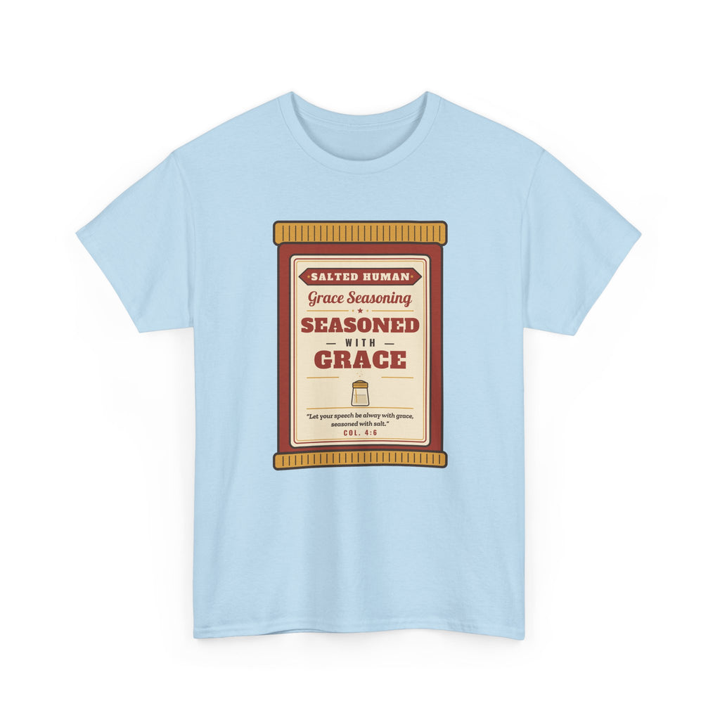 Seasoned in Grace T-Shirt — 'Salted Human' Vintage Spice Jar Faith Tee