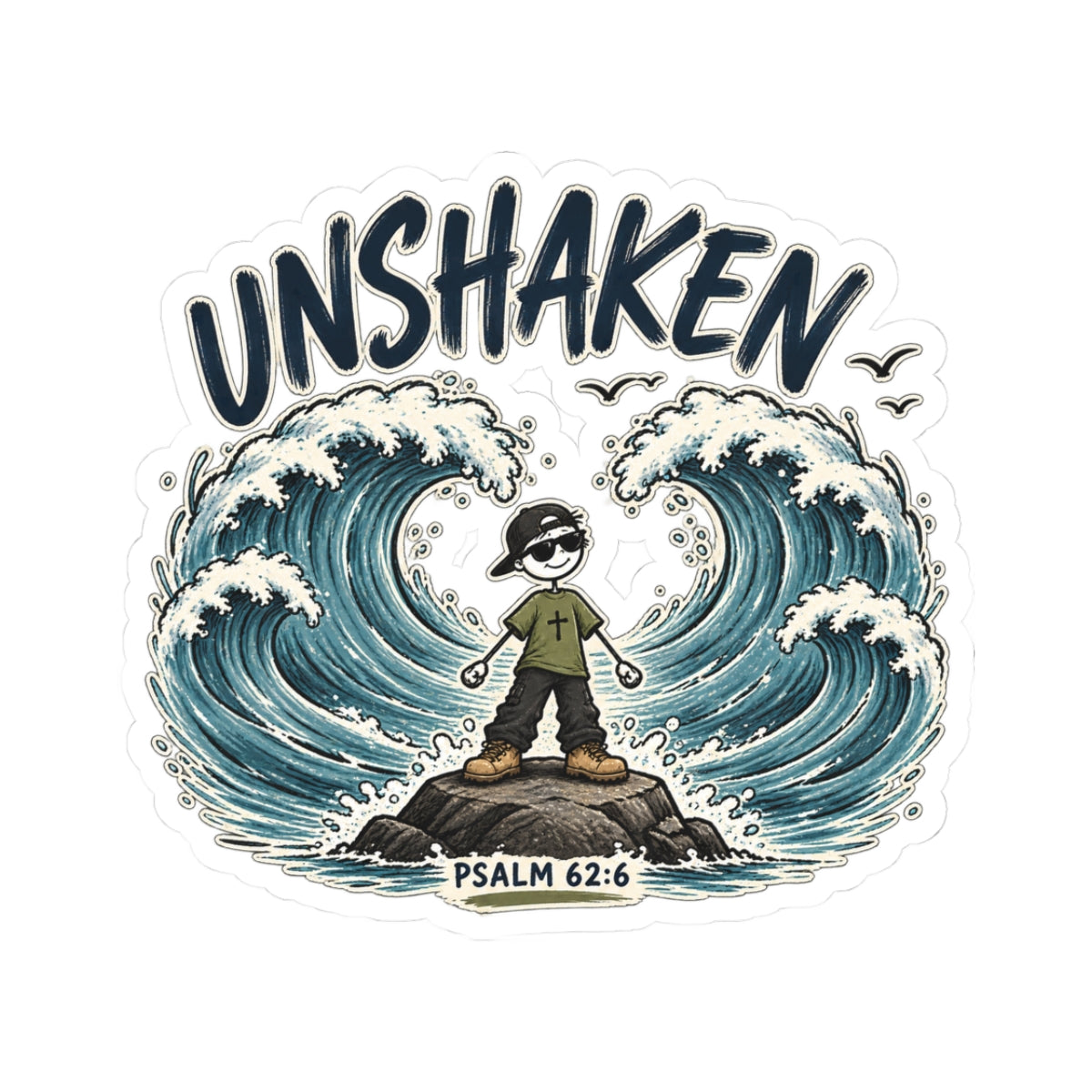 Unshaken Sticker — Psalm 62:6 Christian Vinyl Sticker