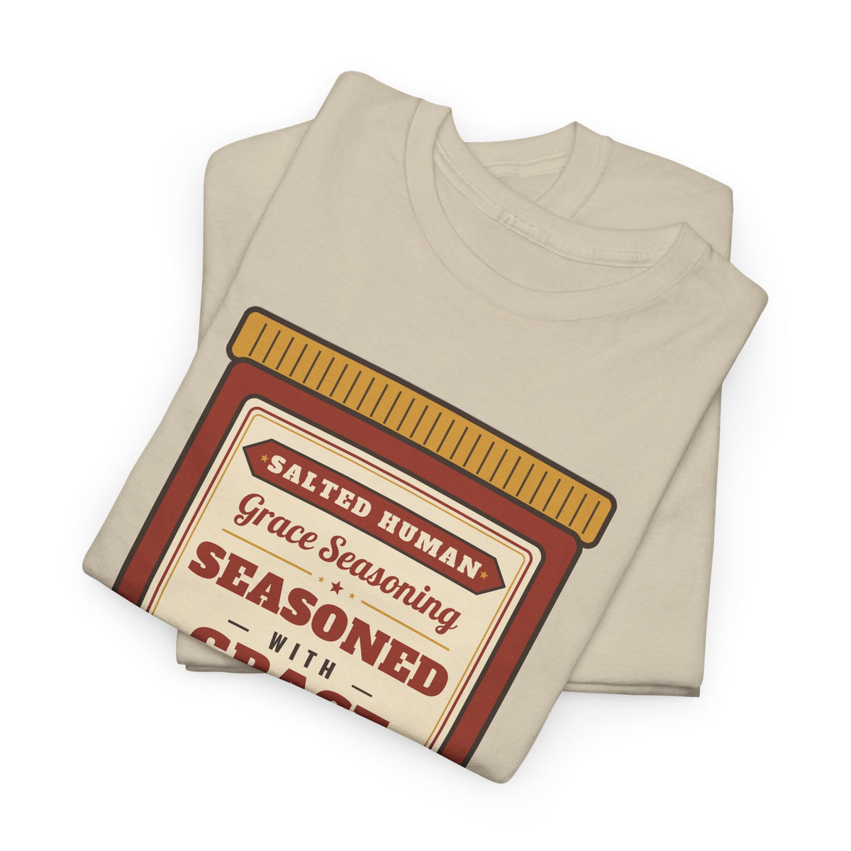 Seasoned in Grace T-Shirt — 'Salted Human' Vintage Spice Jar Faith Tee