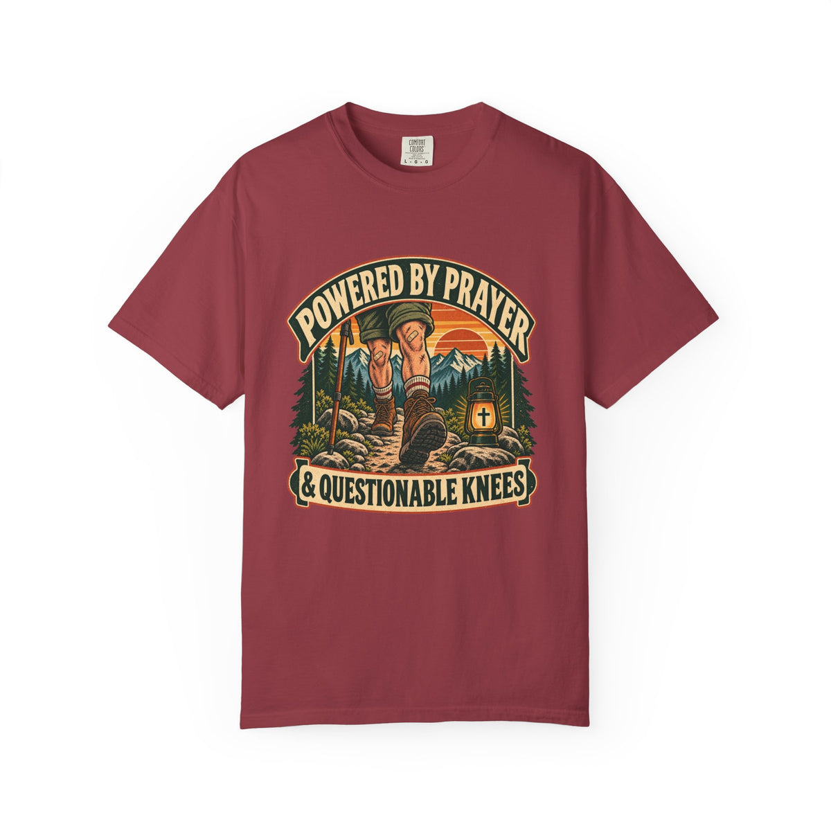 Prayer & Questionable Knees T-Shirt — Outdoorsy Christian Graphic Tee