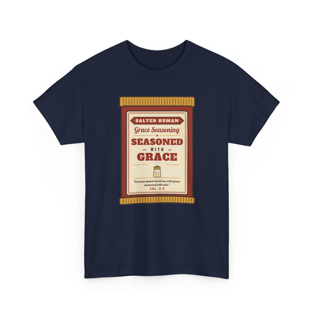 Seasoned in Grace T-Shirt — 'Salted Human' Vintage Spice Jar Faith Tee