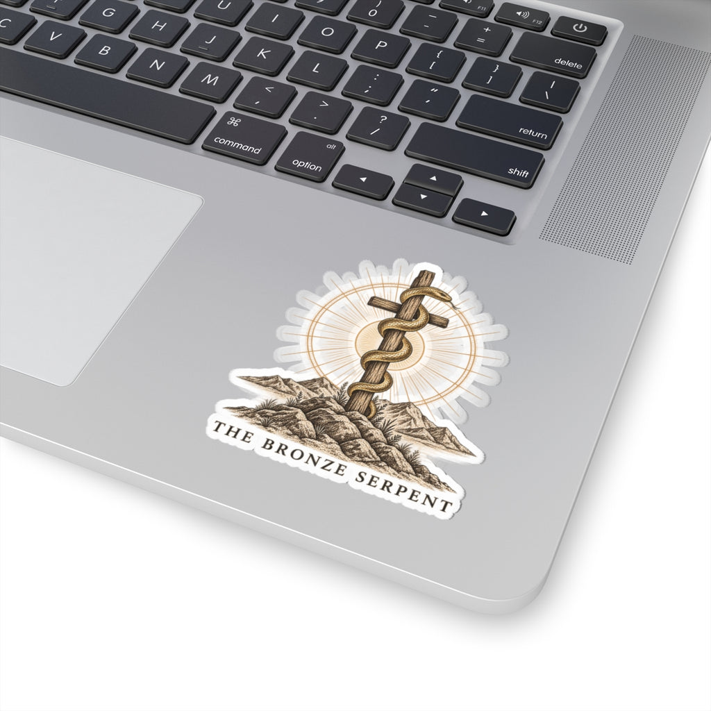 The Bronze Serpent Sticker — Vintage Snake & Cross Die-Cut Sticker