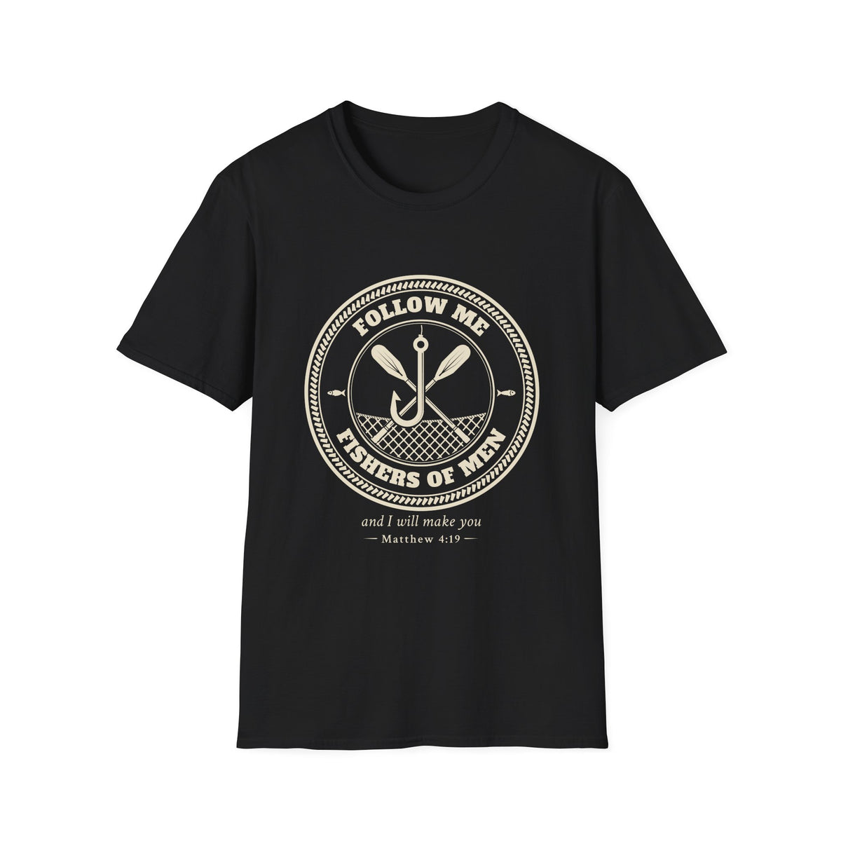 T-Shirt — "Follow Me, Fishers of Men" Minimalist Oar Emblem
