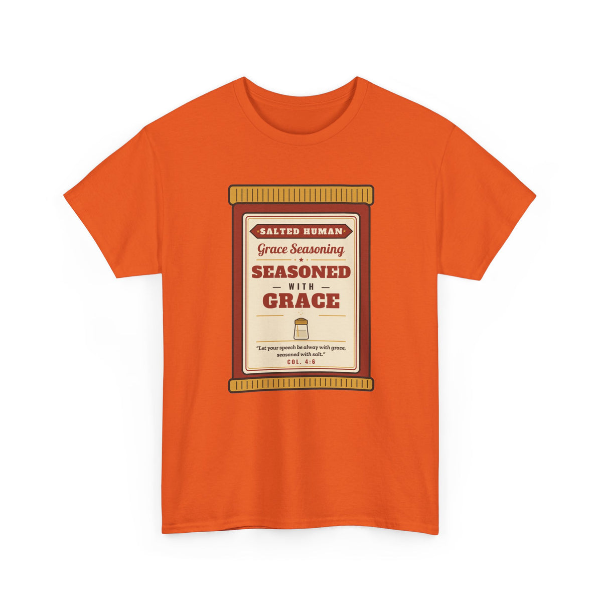 Seasoned in Grace T-Shirt — 'Salted Human' Vintage Spice Jar Faith Tee