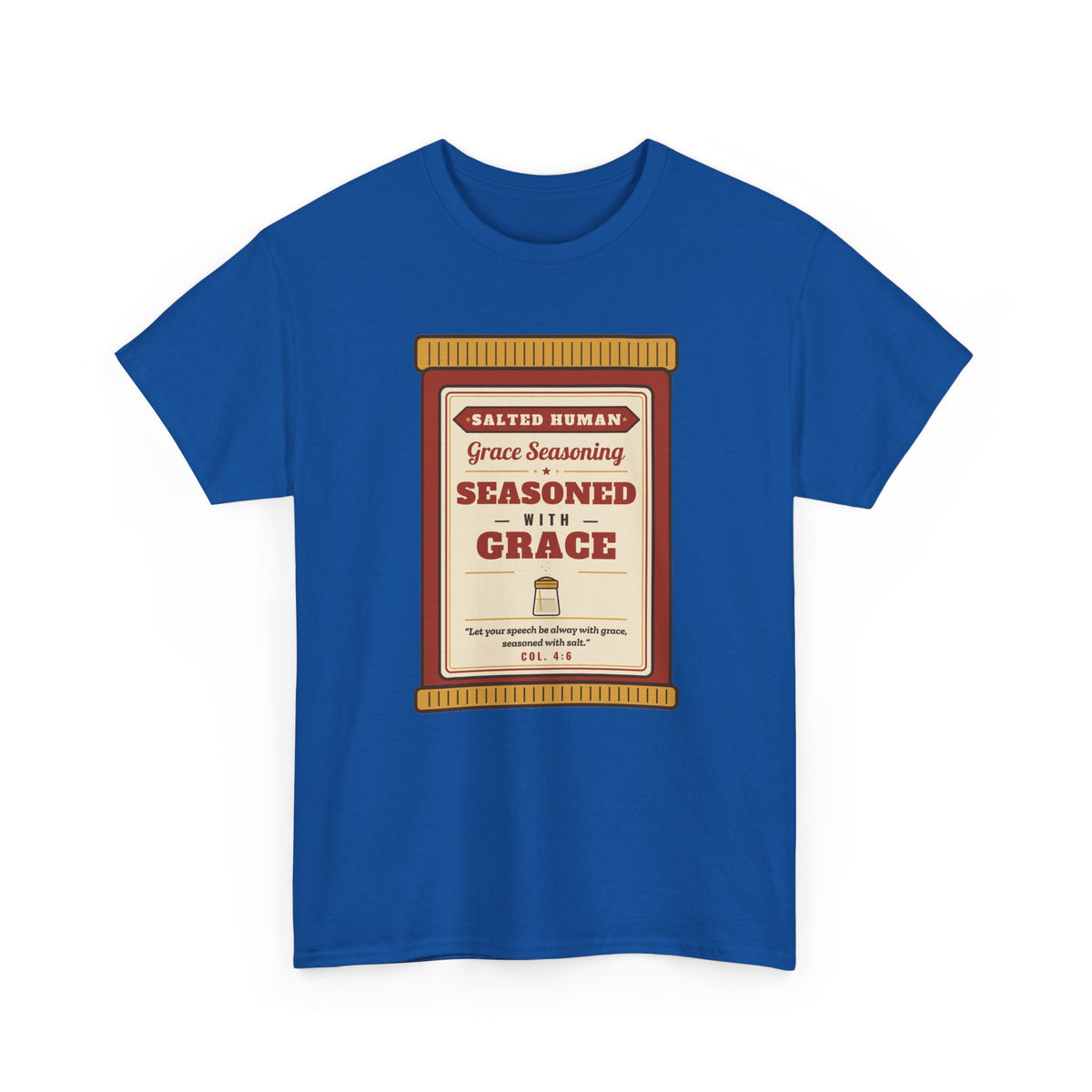 Seasoned in Grace T-Shirt — 'Salted Human' Vintage Spice Jar Faith Tee