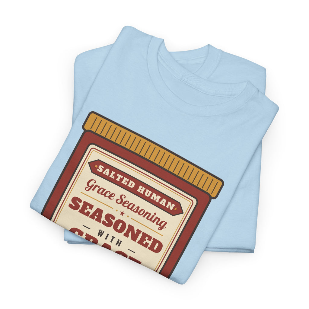 Seasoned in Grace T-Shirt — 'Salted Human' Vintage Spice Jar Faith Tee
