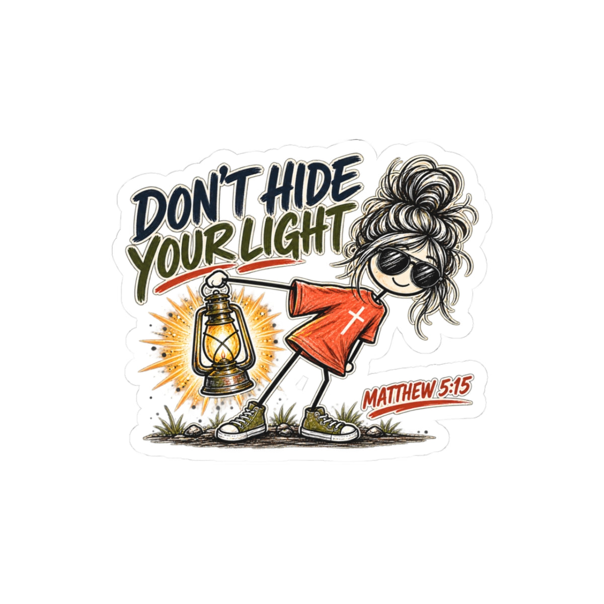 Don't Hide Your Light Sticker — Inspirational Christian Kiss-Cut Decal (Matthew 5:15)