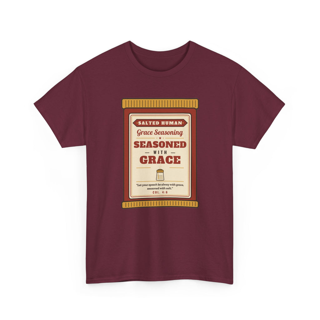 Seasoned in Grace T-Shirt — 'Salted Human' Vintage Spice Jar Faith Tee