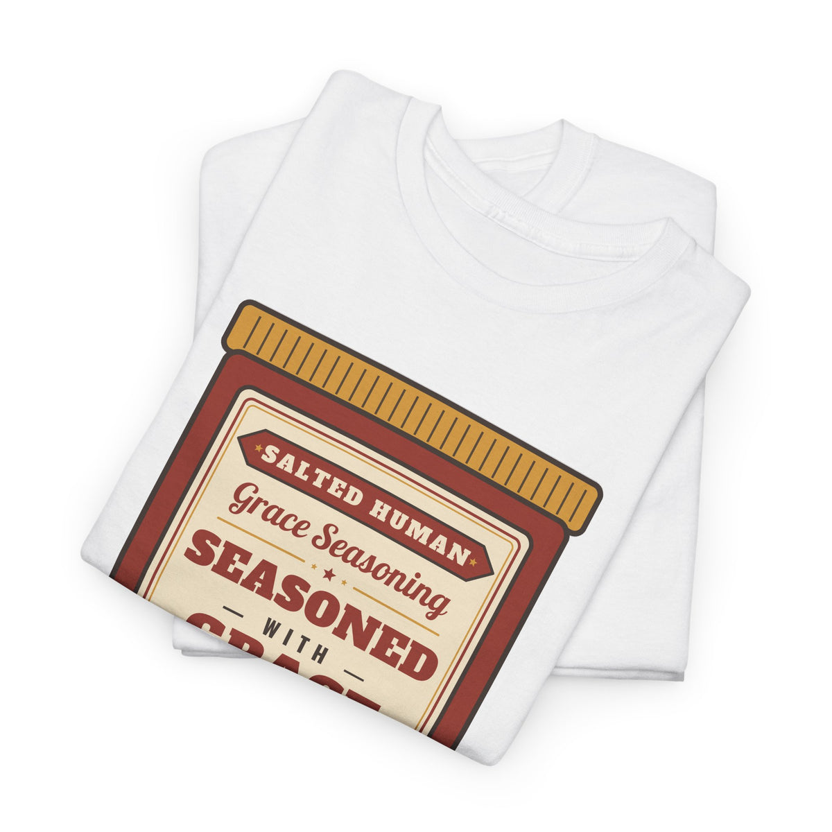 Seasoned in Grace T-Shirt — 'Salted Human' Vintage Spice Jar Faith Tee