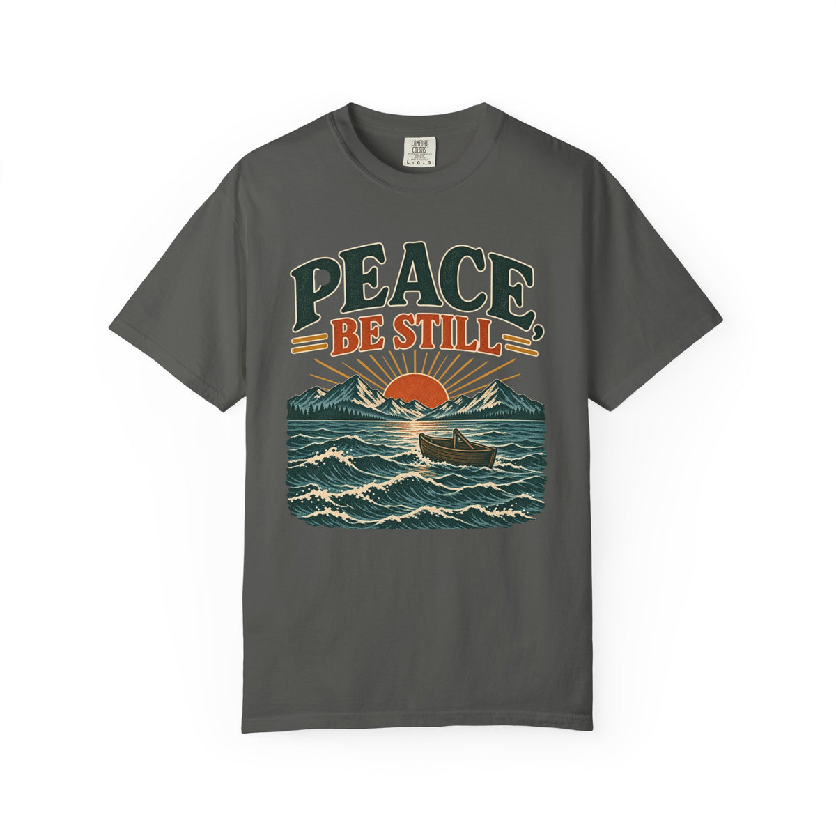 Peace Be Still T-Shirt — Vintage Boat Sunset Graphic Tee