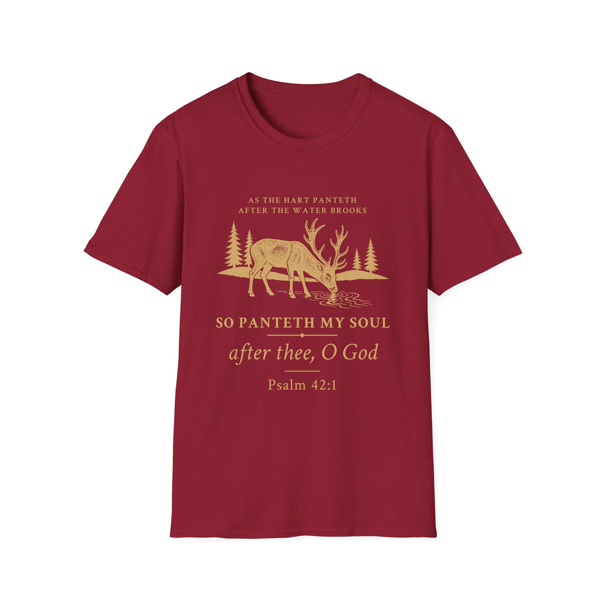 Psalm 42:1 Deer Nature T‑Shirt — "So Panteth My Soul" Christian Outdoors Tee