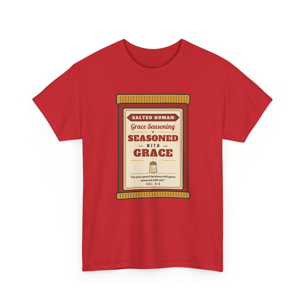 Seasoned in Grace T-Shirt — 'Salted Human' Vintage Spice Jar Faith Tee
