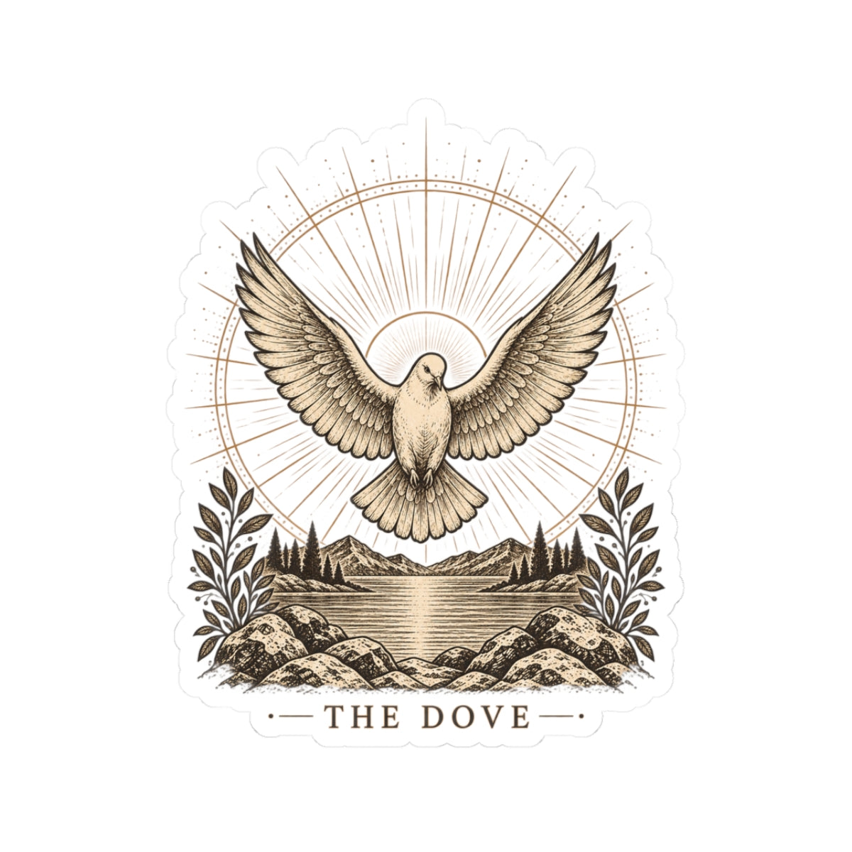 Dove Kiss-Cut Sticker — Vintage Peace Bird Nature Decal