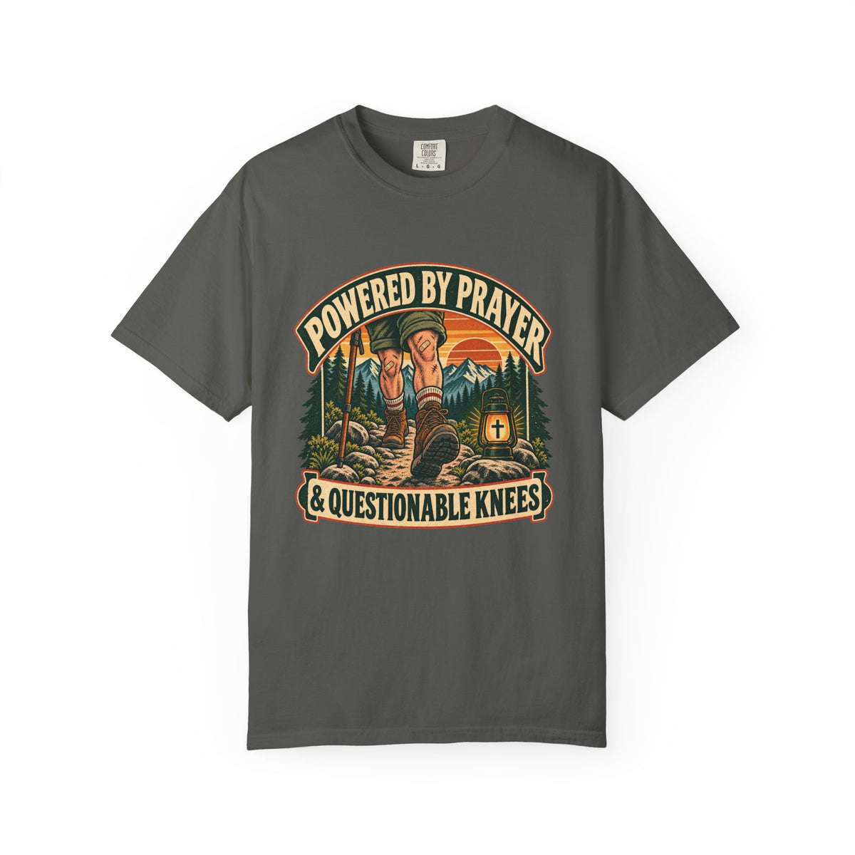 Prayer & Questionable Knees T-Shirt — Outdoorsy Christian Graphic Tee