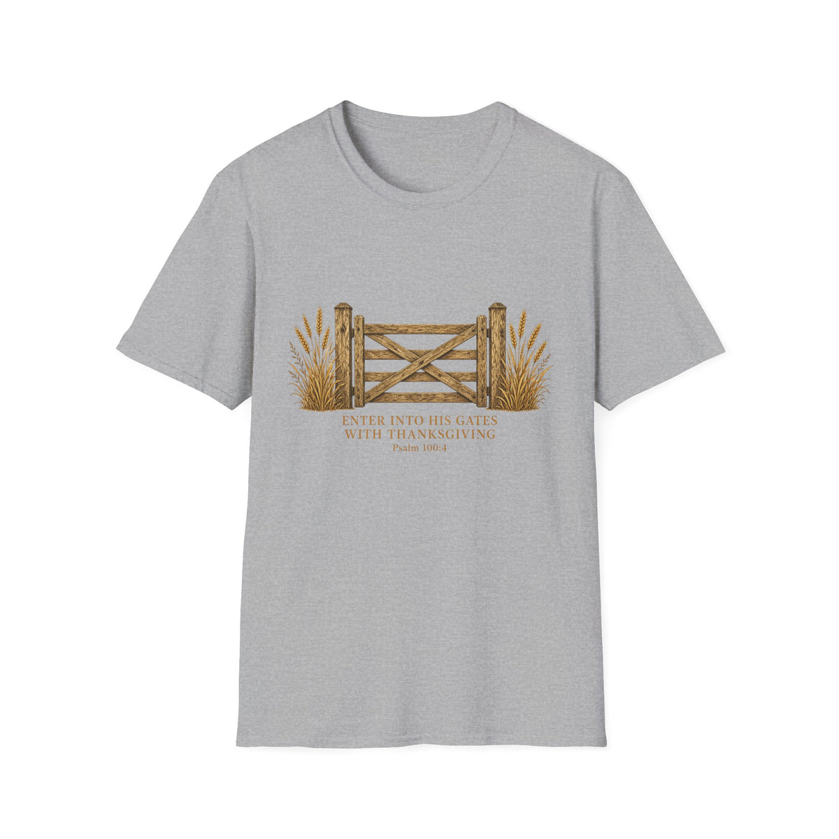 Rustic Gate Tee — "Enter into His Gates with Thanksgiving" Christian Fall T-Shirt