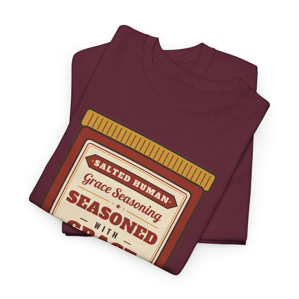 Seasoned in Grace T-Shirt — 'Salted Human' Vintage Spice Jar Faith Tee
