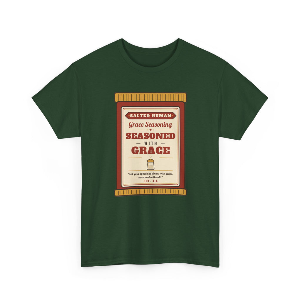 Seasoned in Grace T-Shirt — 'Salted Human' Vintage Spice Jar Faith Tee