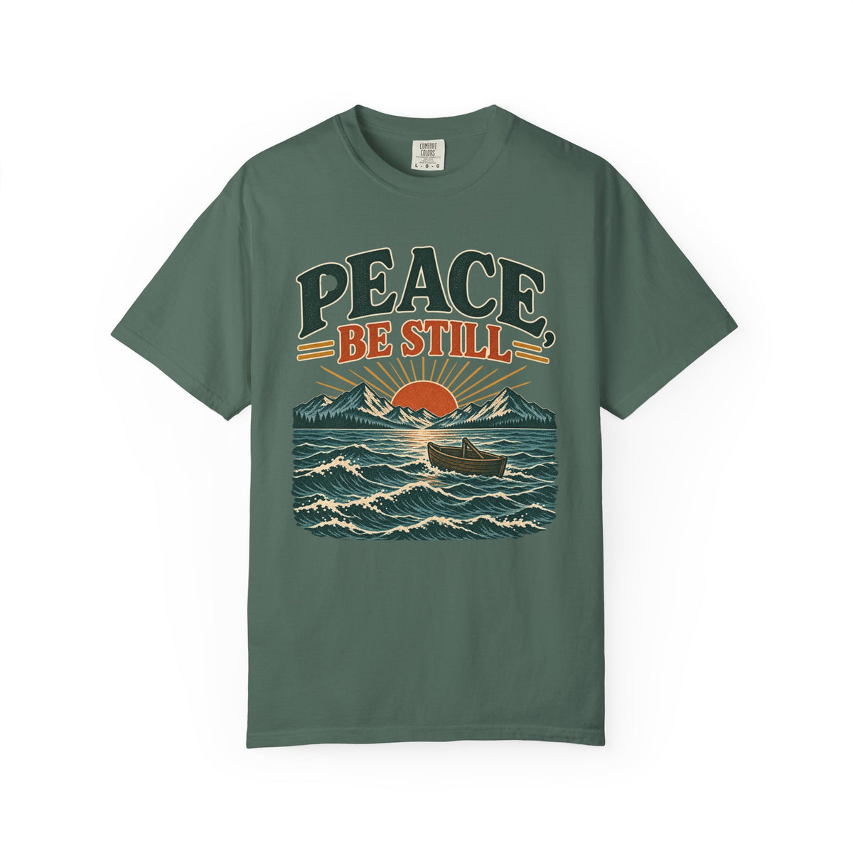 Peace Be Still T-Shirt — Vintage Boat Sunset Graphic Tee