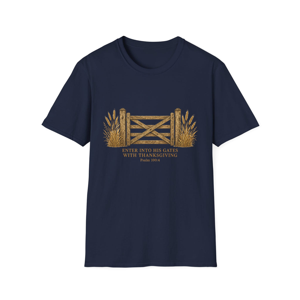 Rustic Gate Tee — "Enter into His Gates with Thanksgiving" Christian Fall T-Shirt