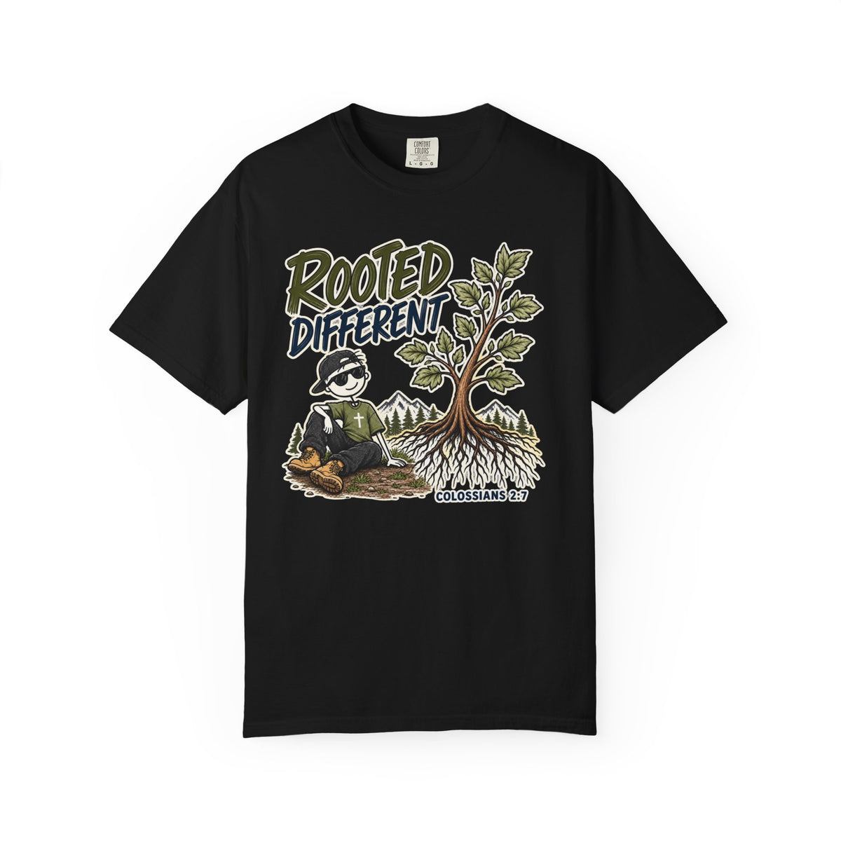 Rooted Different Men’s Christian T-Shirt | Colossians 2:7