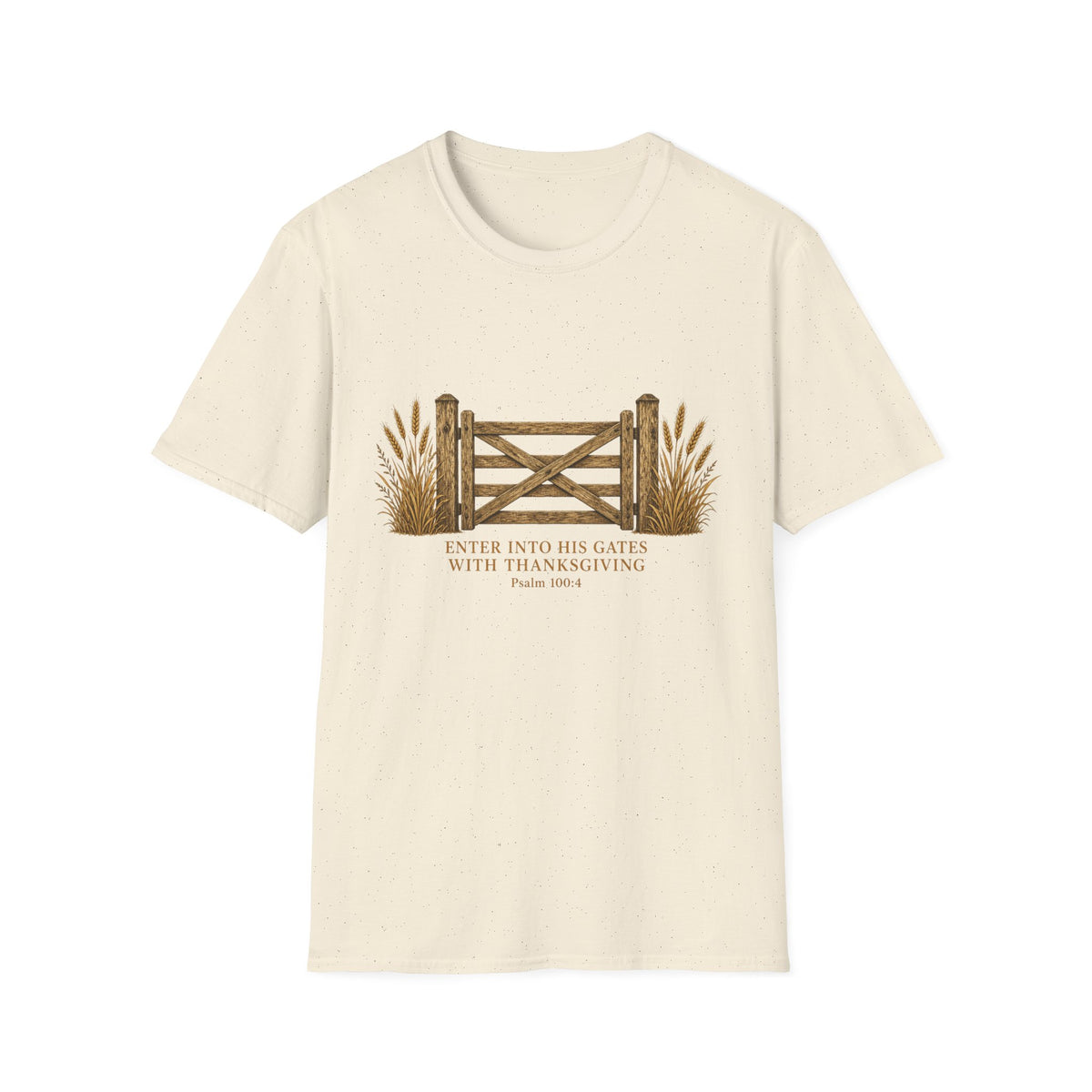 Rustic Gate Tee — "Enter into His Gates with Thanksgiving" Christian Fall T-Shirt