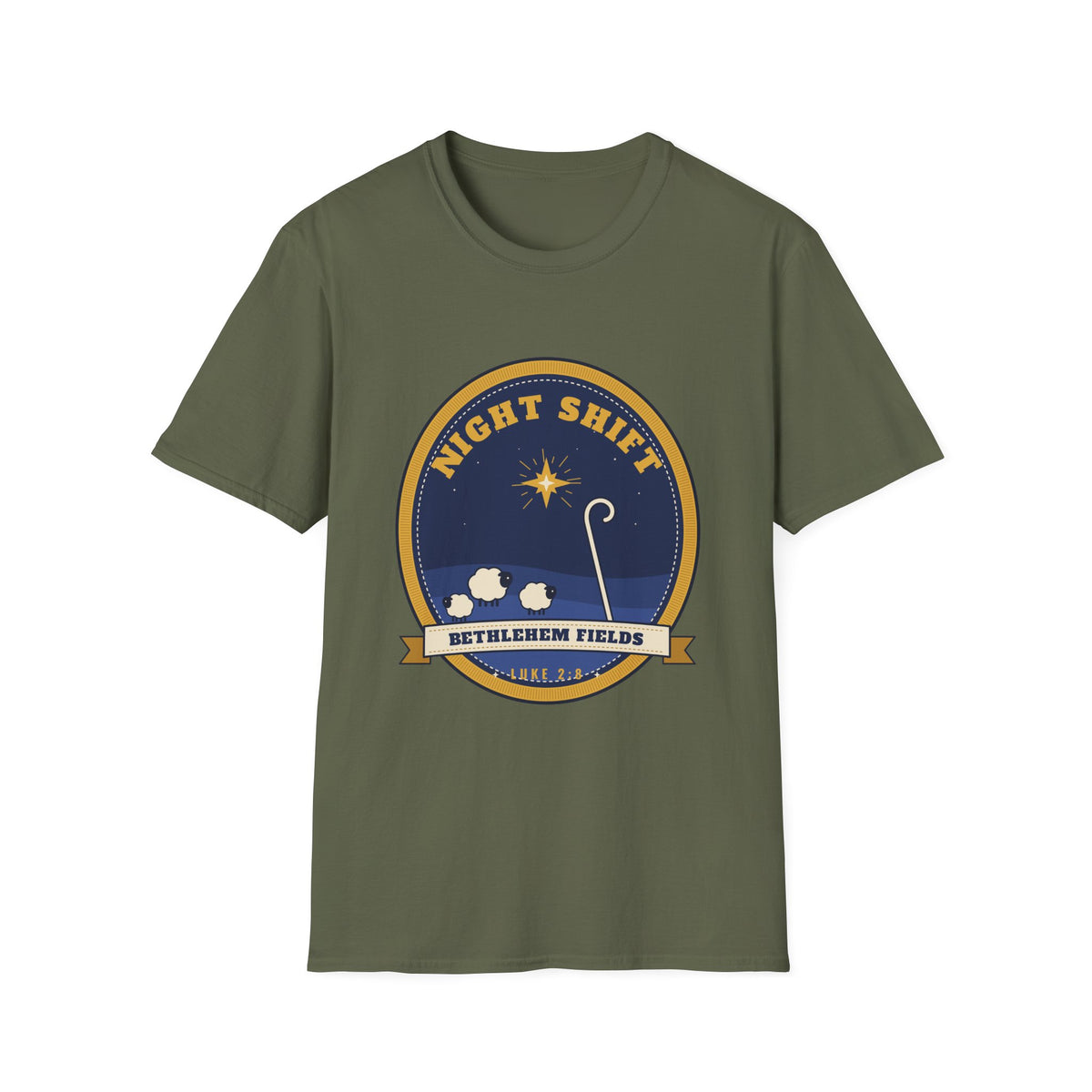 Night Shift Shepherds T-Shirt — "Bethlehem Fields" Christmas Nativity Tee