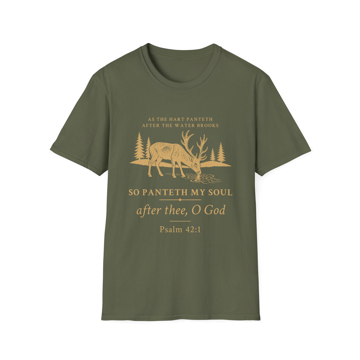 Psalm 42:1 Deer Nature T‑Shirt — "So Panteth My Soul" Christian Outdoors Tee