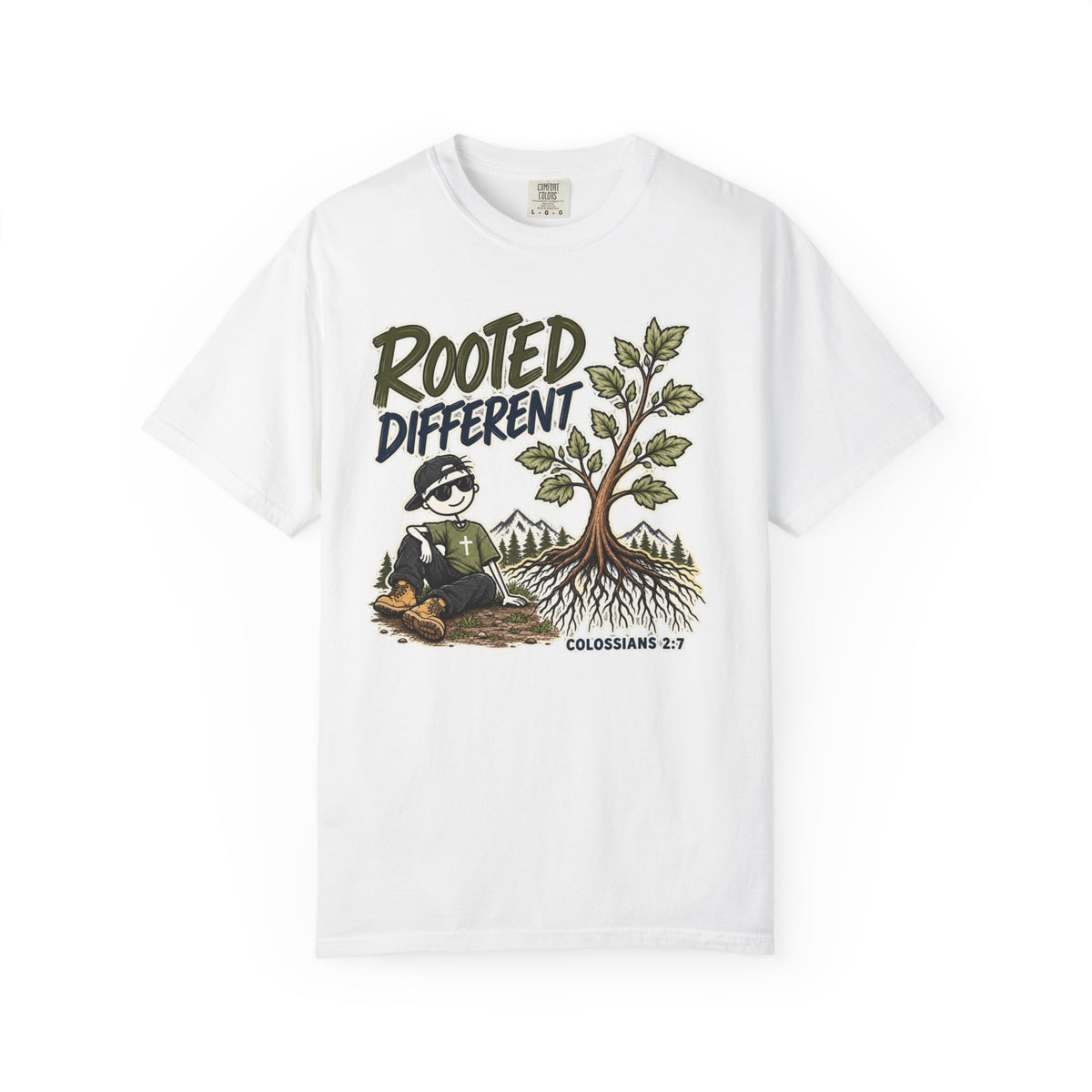 Rooted Different Men’s Christian T-Shirt | Colossians 2:7