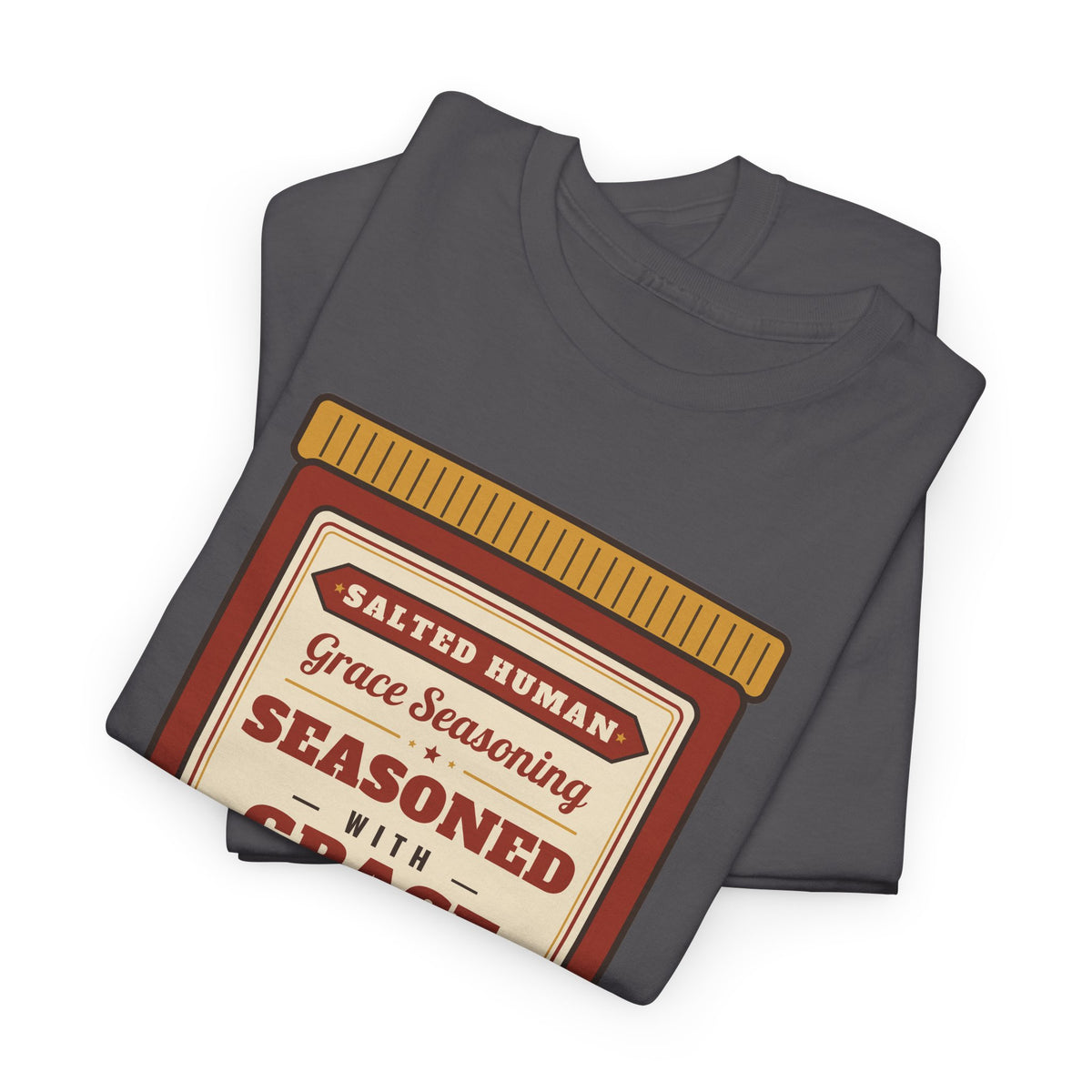 Seasoned in Grace T-Shirt — 'Salted Human' Vintage Spice Jar Faith Tee