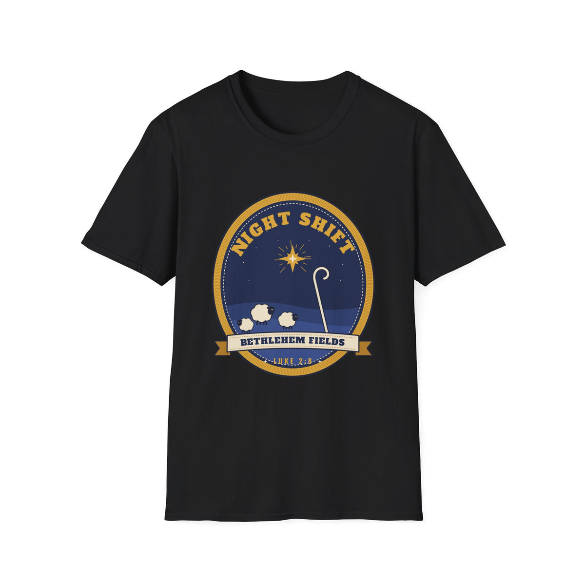 Night Shift Shepherds T-Shirt — "Bethlehem Fields" Christmas Nativity Tee