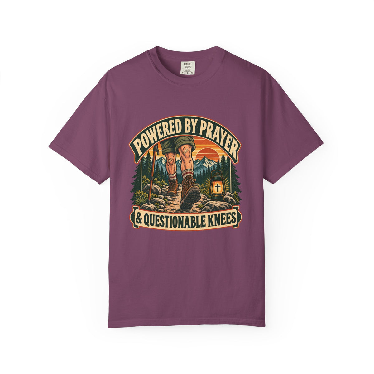 Prayer & Questionable Knees T-Shirt — Outdoorsy Christian Graphic Tee