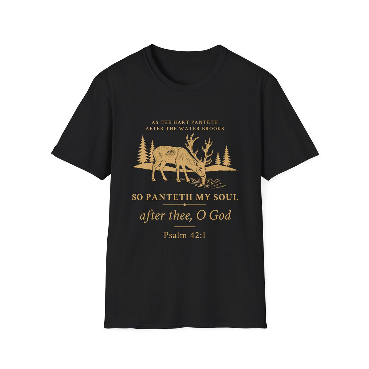 Psalm 42:1 Deer Nature T‑Shirt — "So Panteth My Soul" Christian Outdoors Tee