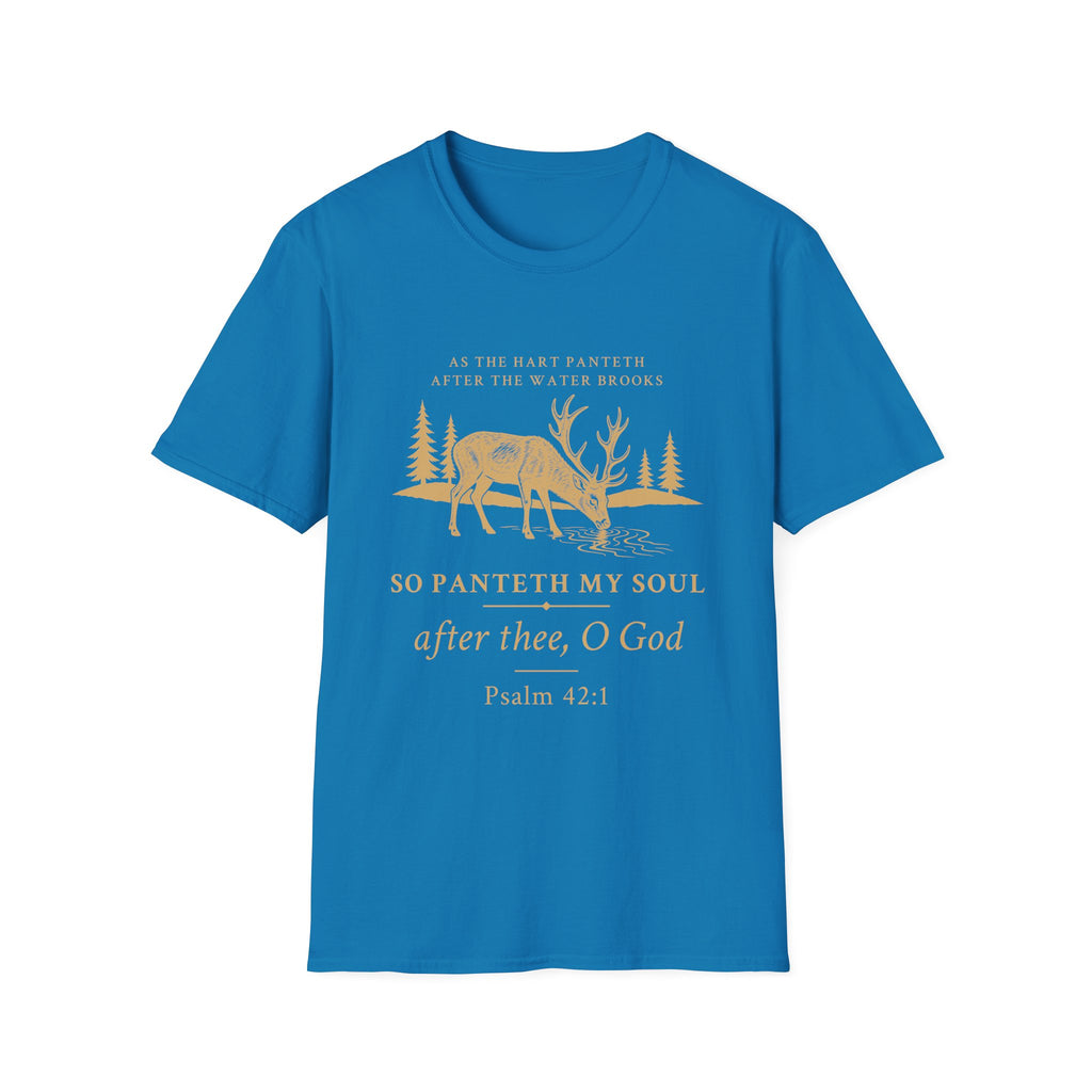 Psalm 42:1 Deer Nature T‑Shirt — "So Panteth My Soul" Christian Outdoors Tee